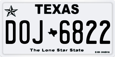 TX license plate DOJ6822