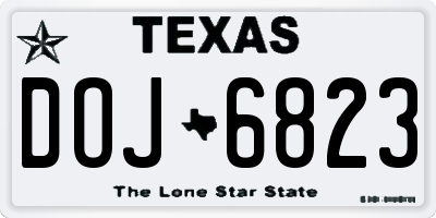 TX license plate DOJ6823