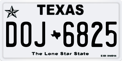 TX license plate DOJ6825
