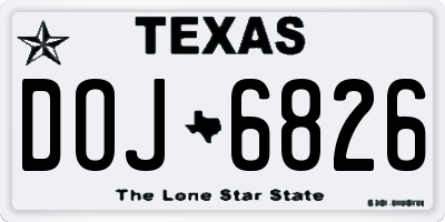 TX license plate DOJ6826