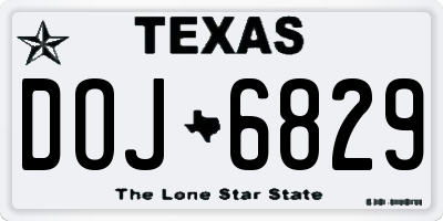 TX license plate DOJ6829