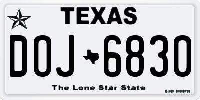 TX license plate DOJ6830