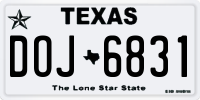 TX license plate DOJ6831