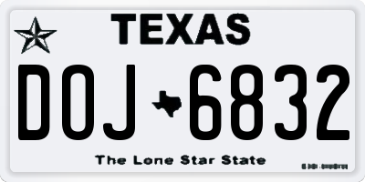 TX license plate DOJ6832