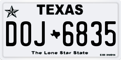 TX license plate DOJ6835