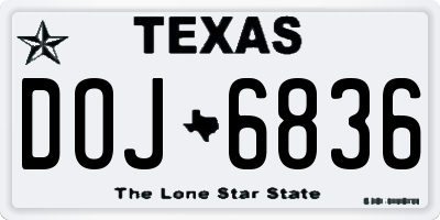 TX license plate DOJ6836