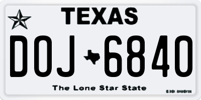 TX license plate DOJ6840