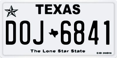 TX license plate DOJ6841