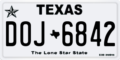 TX license plate DOJ6842