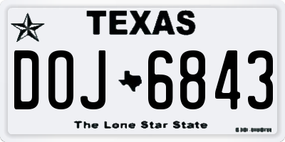 TX license plate DOJ6843
