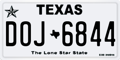 TX license plate DOJ6844