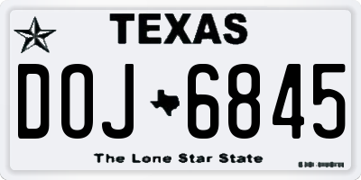 TX license plate DOJ6845