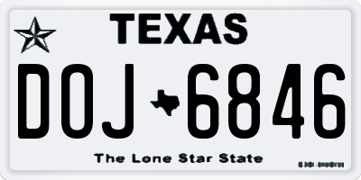 TX license plate DOJ6846