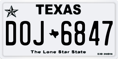 TX license plate DOJ6847