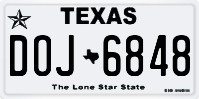 TX license plate DOJ6848