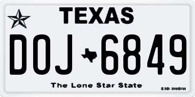 TX license plate DOJ6849