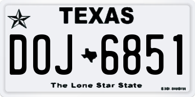 TX license plate DOJ6851