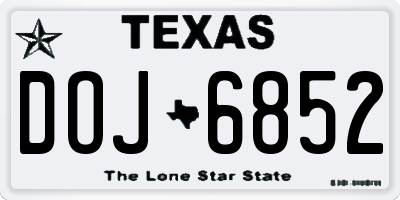 TX license plate DOJ6852