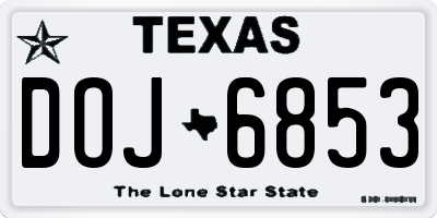 TX license plate DOJ6853