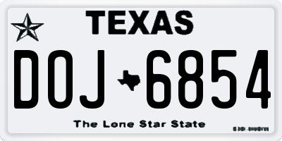 TX license plate DOJ6854