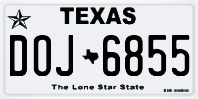 TX license plate DOJ6855