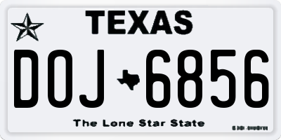 TX license plate DOJ6856