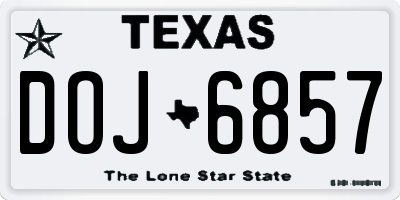 TX license plate DOJ6857