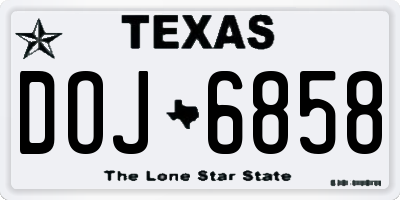 TX license plate DOJ6858