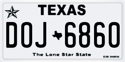 TX license plate DOJ6860