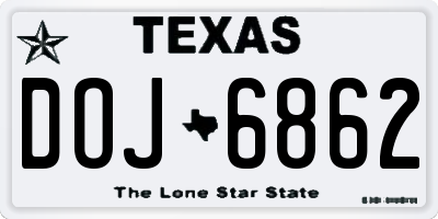 TX license plate DOJ6862