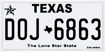TX license plate DOJ6863