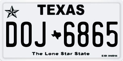 TX license plate DOJ6865