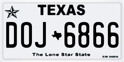 TX license plate DOJ6866