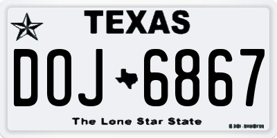 TX license plate DOJ6867