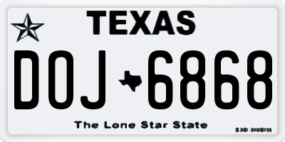 TX license plate DOJ6868