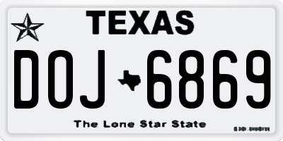 TX license plate DOJ6869