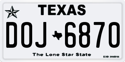TX license plate DOJ6870