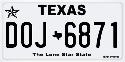 TX license plate DOJ6871