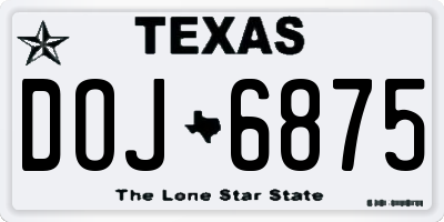 TX license plate DOJ6875