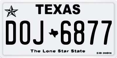 TX license plate DOJ6877