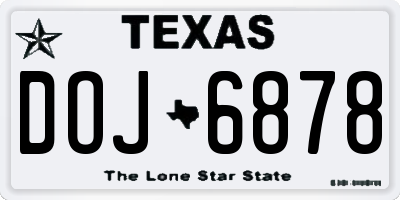 TX license plate DOJ6878