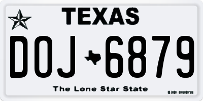 TX license plate DOJ6879