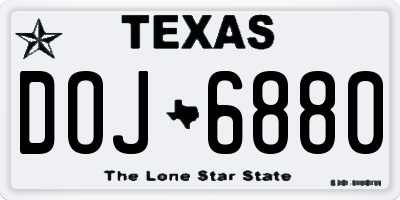 TX license plate DOJ6880