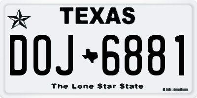 TX license plate DOJ6881