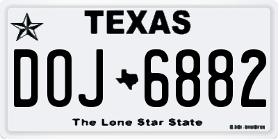 TX license plate DOJ6882
