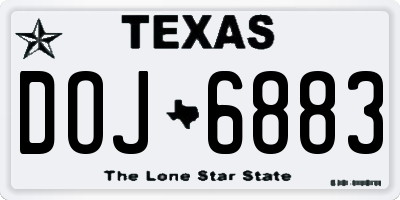 TX license plate DOJ6883
