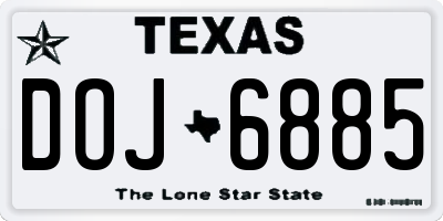 TX license plate DOJ6885