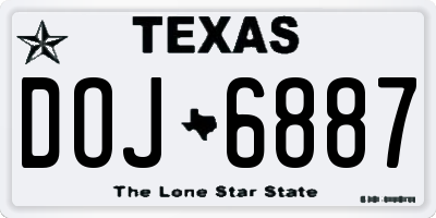 TX license plate DOJ6887