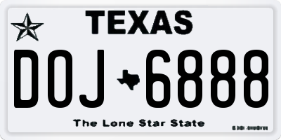 TX license plate DOJ6888