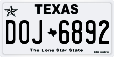 TX license plate DOJ6892